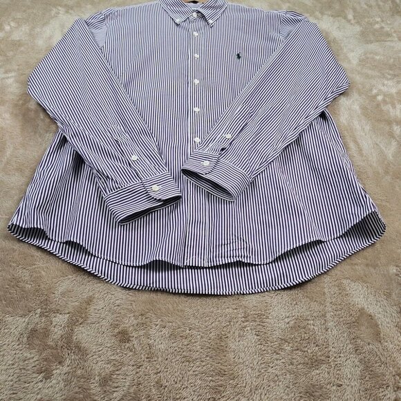 Ralph Lauren Dress Shirt 120s 2-Ply Button-Down Striped Long Sleeve Mens Size XL - Picture 8 of 10